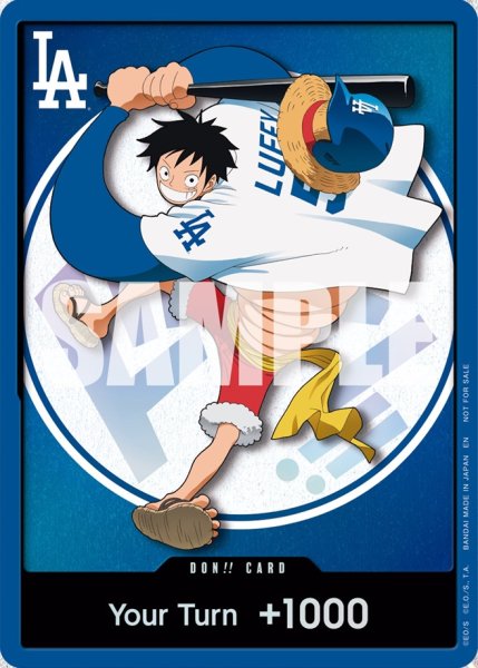 画像1: 【未開封】 ドン!!カード モンキー・D・ルフィ ドジャース 【ONE PIECE Night】【プロモ】  英語版  海外版  プロモ (1)